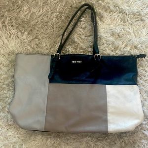 Nine West neutral color block tote